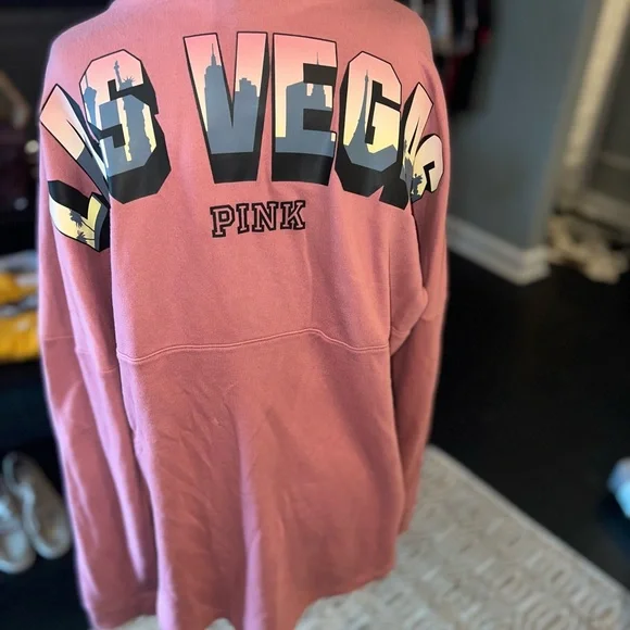 PINK Victoria's Secret Pink Las Vegas Quarter Button Up Sweatshirt - Picture 10 of 11